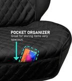 FH Group Car Seat Cushion – Faux Leather Single Front Seat Cover with Front Pockets, Airbag Compatible, Universal Fit Car Seat Cushion for Driver or Passenger Seat, SUV, Truck, Sedan & Van – Black