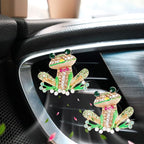 Frog Car Accessories, 2pcs Bling Tree Frog Air Vent Clips Car Air Fresheners,Cute Red Bow Tie Colorful Rhinestones Frog Car Decor,Refillable Diffuser
