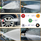 JOEJET Pressure Washer Gun with Swivel, Short Power Washer Gun with 5 Spray Nozzle Tips, 3/8" Quick Connect Plug and M22-14/15mm Fittings