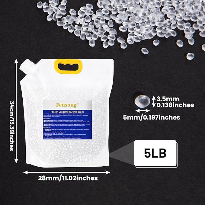 Unscented Aroma Beads for Car Freshies – 5lb Premium EVA Beads, Absorbs 28% Fragrance Oil, Heat Resistant DIY Freshie Supplies for Car & Home Scented Sachets