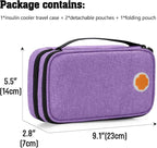 CURMIO Insulated Insulin Cooler Travel Case, Double Layer Diabetic Supplies Storage Bag with Detachable Pouches for Diabetic Medication and Ice Packs, Purple, Empty Bag Only
