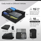 MARCHWAY Waterproof Car Roof Luggage Bag, Weatherproof Soft Shell Rooftop Cargo Carrier Bag for Vehicles with or Without Rack. 6 Door Hooks, Anti Slip Mat, Lock Included (15 Cubic Feet, Black)