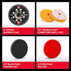 Griot's Garage 5" Orbital Conversion Kit for Car Detailing, Polishing, Waxing, Swirl and Scratch Removal, Includes 5" Backing Plate, Correcting, Finishing and Wax Pads, 10515