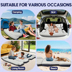 SUV Air Mattress with Air Pump,Thickened Camping Bed with 2 Pillows,Portable Car Air Mattress,Quick Easy Set-Up,Inflatable Bed for Car,Durability car Bed for SUV, Home,Travel,Camping(GreyBlue)