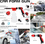 AUTODECO 44Pcs Car Wash Detailing Kit Cleaning Kits with Foam Gun Sprayer Wash Mop with Long Handle Collapsible Bucket Large Wash Mitt Towels Complete Interior Exterior Car Washing Supply Set Black