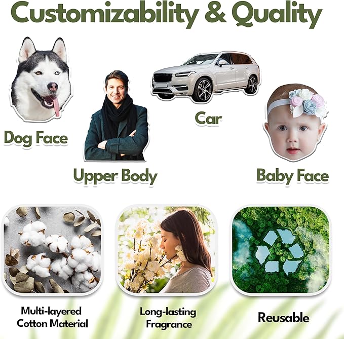 Custom Air Fresheners with Picture, Personalized Air Freshener, Custom Car Freshener, Dangle It Air Freshener for Car, Air Fresheners Custom with Picture (Heart)