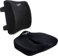 SnugPad Memory Foam Lumbar Pillow and Seat Cushion Combo, Ergonomic, Orthopedic, Lower Back Support, Premium Washable Velvet Covers with Non-Slip Bottom, Ideal for Office Chairs and Car Seats (Black)