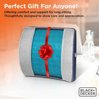 BLACK+DECKER Cooling Gel Lumbar Memory Foam Cushion – Ergonomic Back Support Travel Pillow with Ventilated Mesh, Adjustable Strap, Slow Rebound Memory Foam, Washable Cover