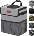 3 Gallons Car Trash Can with Lid, Car Trash Bag Bin Hanging Waterproof Automotive Garbage Cans Leak Proof Vehicle Can Grey