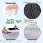 5 STARS UNITED Seat Cushion - Memory Foam Chair Cushion for Tailbone Pain Relief - Ergonomic Support for Coccyx, Sciatica & Butt - Office, Desk & Gaming Chair, Car Seat, Wheelchair, Airplane, D Gray