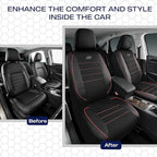 Skechers Air-Cooled Memory Foam Seat Covers,Thick Car Seat Covers,Leather Piping Car Seat Covers Front Seats,Airbag Compatible,Automotive Comfort Universal Fit Most Cars,Vans,Trucks,SUV,Red