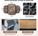 Plush Leopard Print Car Center Console Cover with Side Pockets, Fluffy Armrest Cushion Pad,Soft Cheetah Car Interior Decorations Accessories with Storage for Women,Universal Fit for Vehicles SUV Truck