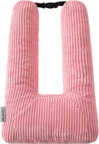 HIGOGOGO Washable Travel Pillow, Car Pillow for Kids & Adults, Travel Pillows with Removable Soft Cover and High-Support Foam, Fix Neck and Body Sitting/Sleeping on The Trip, Pink