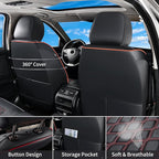 Huidasource Tacoma Seat Cover Front & Rear, Full Coverage Waterproof Leather Custom Cover Fit for 2016-2023 Double & Crew Cab Toyota Tacoma SR SR5 Limited TRD Sport/Pro/Off Road (Full Set/Black&Red)
