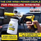 Foam Cannon Pressure Washer Gun, Stubby Foam Sprayer for Car Wash, Power Washer Swivel for Pressure Washers - Incl. Wash Mitt & Microfiber Towel, Ultimate Detailing Kit for Deep Cleaning