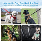3 Pack Dog Seat Belt for Car, Car Headrest Restraint Adjustable Nylon Fabric, Dog Restraints Vehicle Seatbelts Harness (Black & Red & Purple)