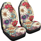 BIGCARJOB Blossom Lotus Car Seat Covers Set for Front Only Boho Lotus Print Car Interior Accessories Cute Seat Protector for Cars Saddle Blanket,Fit Most Vehicle,Cars,Sedan