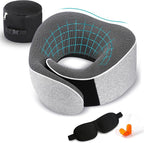 TALLGO Travel Pillow, Best Memory Foam Neck Pillow Head Support Soft Pillow for Sleeping Rest, Airplane Car & Home Use (1Grey)