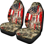 ELEQIN Deer American Flag Front Car Seat Covers 2pc, Sunflower Automotive Seat Covers Car Accessories Universal Size Fit for Most Cars,SUVs&Trucks&Vans