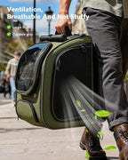 Pecute Cat Backpack Carrier Expandable, Large Space Cat Bubble Backpack, Breathable Cat Carrier, Shaded Dog Backpack Carrier for Travel, Hiking, Vet,12.6" L x 10.2" W x 16.5" H,Green