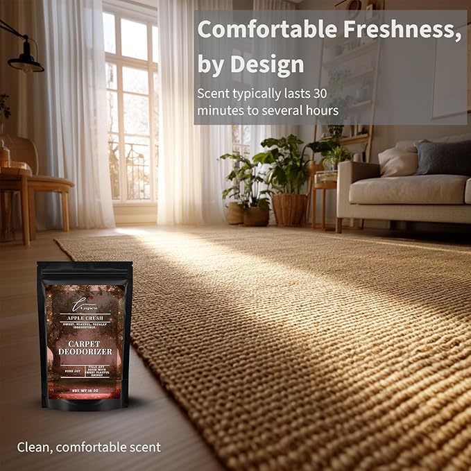 Lapew Apple Crush Carpet Deodorizer Powder - Pet Safe Freshener for Vacuuming | Scented Odor Eliminator for Home | 16 oz