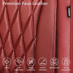 CAR PASS Piping Luxury Faux PU Leather Two Front Car Seat Covers, Waterproof Anti Slip Premium Automotive Seat Covers,Universal Fit for Suvs,Vans,Trucks, Armrest Airbag Compatible, Burgundy Red