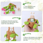Crochet Car Air Freshener, 8ml Empty Refillable Oil Diffuser Bottle with Hanging Crochet Pink Strawberry Plant & Hanging Tools, Car Rearview Mirror Diffuser for Wall Art & Home & Office Decoration