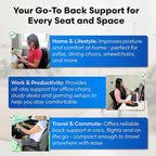 ERGO21 Lumbar Support Pillow for Office Chair, Car, Driving Seat, Auto, Lower Back Pain | Great Back Support with Liquid Filled Membranes | Small Size, (18" W x 18”x 1.5”)