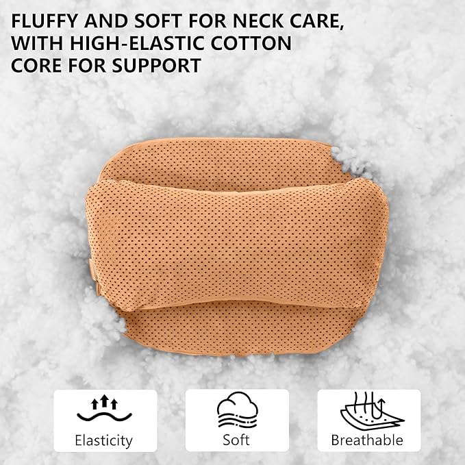 Car Neck Pillow, Premium Suede Car Neck Pillow with Adjustable Strap, Ergonomic Car Neck Support Pillow for Relieve Driving Fatigue (Palomino Brown)