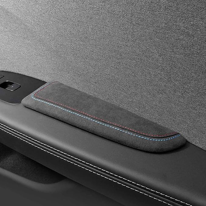 BETTERHUMZ Car Door Armrest Cushion Pad for Alcantara Suede, Car Elbow Rest Pad for BMW 3 4 5 6 7 8 X1 X3 X4 X5 X6 Z4 Series Car Accessories (Right, Blue red line)