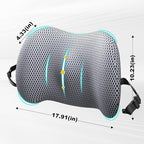 BYMECOST Lumbar Support Pillow for Car, Memory Foam Car Seat Back Support Pillow for Driving, Back Cushion with Strap for Pain Relief, Ergonomic Back Cushion for Office Chair, Wheelchair (Grey)