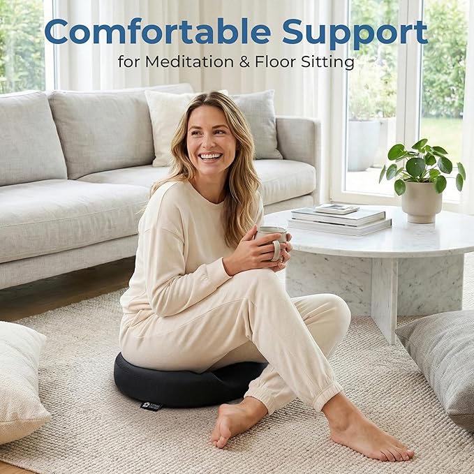 5 STARS UNITED Donut Pillow Hemorrhoid Tailbone Cushion – Large Floor Cushion for Pain Relief – Coccyx, Prostate, Sciatica, Pelvic Floor, Pressure Sores, Pregnancy, Postpartum Recovery, Dark Gray