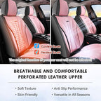 Coverado Front Seat Covers, Luxury Leather Seat Covers for Cars, Automotive Seat Cover, Car Seat Protector Waterproof, Premium Car Seat Covers Car Seat Cushions Universal Fit for Most Cars (Gray&Pink)