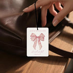 Pink Christian Car Air Freshener 4 Pcs, Girly Pink Bow Religious Hanging Air Freshener for Cars, Closet, Drawer, Books, Cute Christian Car Accessories Mirror Decor Gift for Women