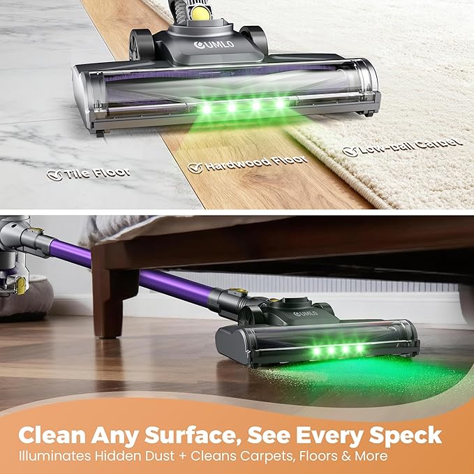 Cordless Vacuum Cleaner, 40Kpa Powerful Suction Stick Vacuum Cleaners for Home, 45 Mins Runtime, 1.6L Dust Box, Anti-Tangle, 8-in-1 Rechargeable Vacuum for Hardwood Floor,Carpet,Pet Hair