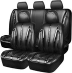 CAR PASS Ultra+ Nappa Patent Leather Car Seat Covers Full Set Universal Cushioned,Soft Breathable Waterproof Anti-Slip Driver Seats Backrest for SUV Pick-up Truck Sedan,5 Seats Aether Lustre All Black