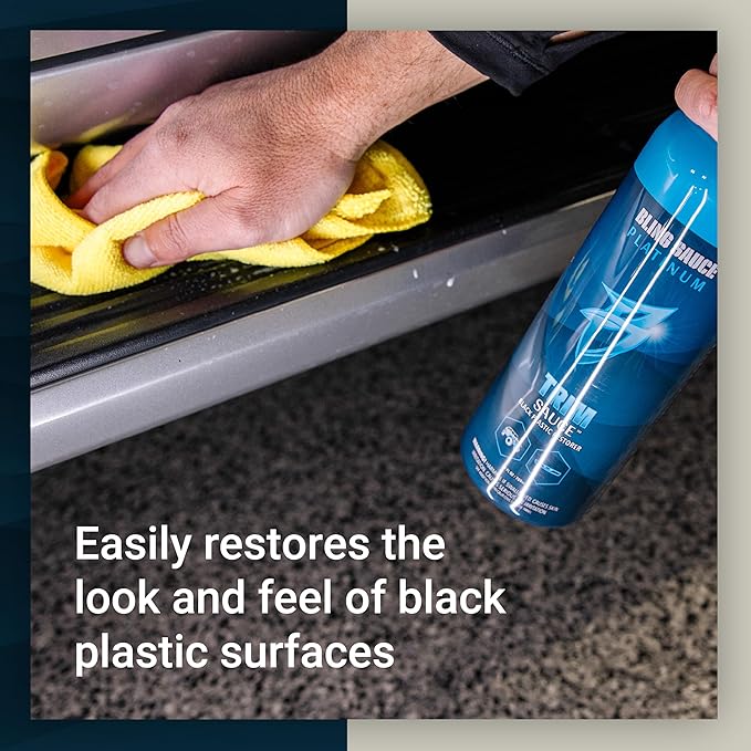 Bling Sauce Platinum: Trim Sauce, 3 in 1 Black Plastic Restorer. Cleans, Protects and Restores Faded or Damaged Black Plastic Trim on Cars, Trucks, SXS. Spray On-Wipe Off. 24oz