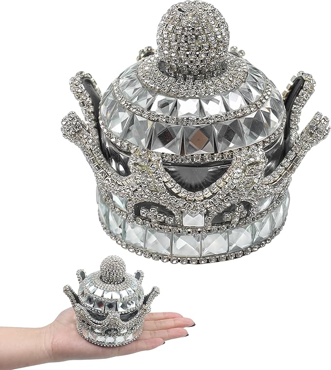 Crown Air Freshener for Car, Crystal Fragrance Diffuser, Air Freshener Holder, Crystal Crown Fresheners Ornament Bottle for Car Dashboard Interior Home Office Decoration (Silver, No Perfume)