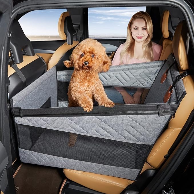 Medium Dog Car Seat,Back Seat Extender for Dogs,Waterproof Large Dog Seat Cover for Backseat, Pet Bed for Car Hammock(Grey-s)