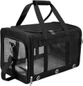 Soft Sided Cat/Dog Carrier，Collapsible Mesh Pets Travel Carriers for Pet/Puppy with Shoulder Strap & Removable Mat，Top Load Small Dogs/Cats Carry Bag Up to 25 Lbs（Black - L）