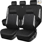 CAR PASS Oxford Bling Diamond Car Seat Covers Full Set Interior Sets, Waterproof Shining Glitter Sparkly Crystal Universal Armrest Fit 95% Automotive Truck SUV Cute Women Girl, Black Silver Rhinestone