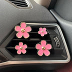 4PCS Daisy Flower Air Vent Clip Air Conditioning Outlet Clip Car Air Freshener Clip Car Interior Decor Charm Colorful Car Interior Accessories for Girls Women (Pink)