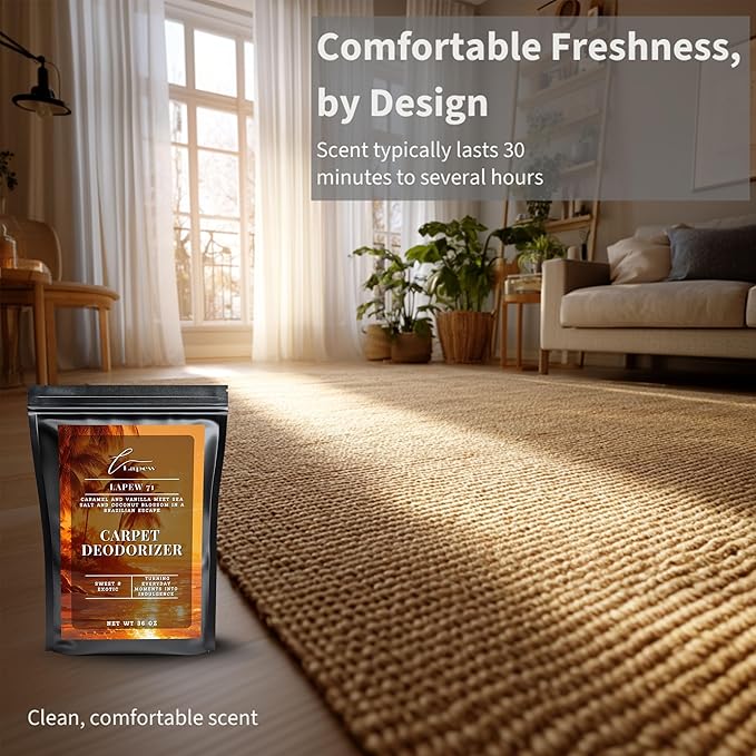Lapew 71 Carpet Deodorizer Powder - Pet Safe Freshener for Vacuuming | Scented Odor Eliminator for Home | 36 oz