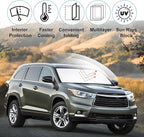 Windshield Sun Shade Custom Fit for 2014 2015 2016 2017 2018 2019 Toyota Highlander Accessories Foldable Sunshade Sun Blocker Protect Car from Sun Rays & Heat Damage Keep Car Cooler