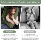 HIGOGOGO Washable Travel Pillow, Car Pillow for Kids & Adults, Travel Pillows with Removable Soft Cover and High-Support Foam, Fix Neck and Body Sitting/Sleeping on The Trip, Dark Green