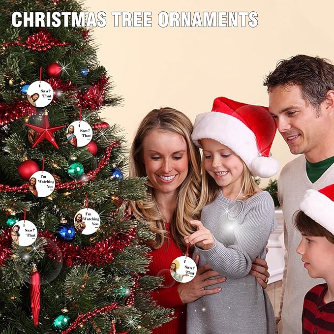 Funny Car Air Fresheners Hanging Christmas Tree Ornaments Decorations I Saw That Jesus 6PCS, Cute Home Mirror Decor Unique 2025 Gifts Accessories Interior for Men Women Kid Boy Girl Family Party