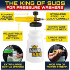 Foam King Foam Cannon for Pressure Washer, Car Wash Soap Sprayer with 1/4" Quick Connector, Wide-Neck Bottle, Adjustable Snow Foam Blaster for Auto Detailing, Trucks, Motorcycles & More