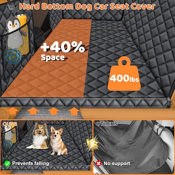 URPOWER Dog Car Seat Cover for Pets 100% Waterproof Seat Cover Hammock 600D Heavy Duty Scratch Proof Nonslip Durable Soft Back Seat Covers for Full Size Trucks