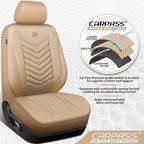 CAR PASS 3D Foam Mesh Leather Car Seat Covers Front Seats, Tan Breathable Front Seat Cover for Cars, Comfortable Universal Fit for SUV Truck Sedan Automotive Anti-Slip Airbag Compatible, All Beige