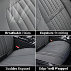 Coverado Car Seat Covers Full Set, Gray Car Seat Cover, Seat Covers for Cars, Waterproof Car Seat Protector, 5 Pieces Nappa Car Seat Cushion, Car Seat Covers Front Seats and Back Fit for Most Cars